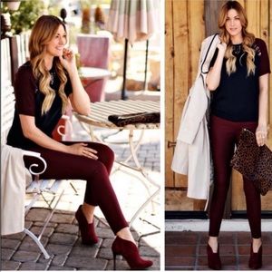 J. Crew Minnie Pants Burgundy Wine Merlot Stretch Cotton Twill Size 8